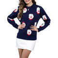 Women's Christmas Knit Sweater Long Sleeve Crewneck Elk/Santa Claus/Dinosaur Print Casual Knitwear T-Shirts, Hoodie,...