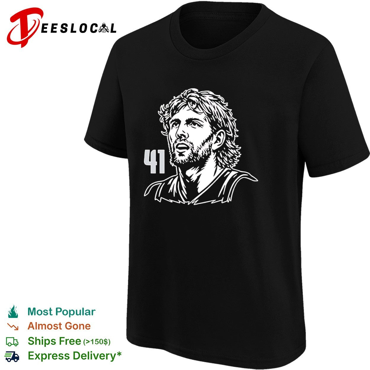 Dirk Nowitzki Dallas Mavericks 41 headshot portrait shirt