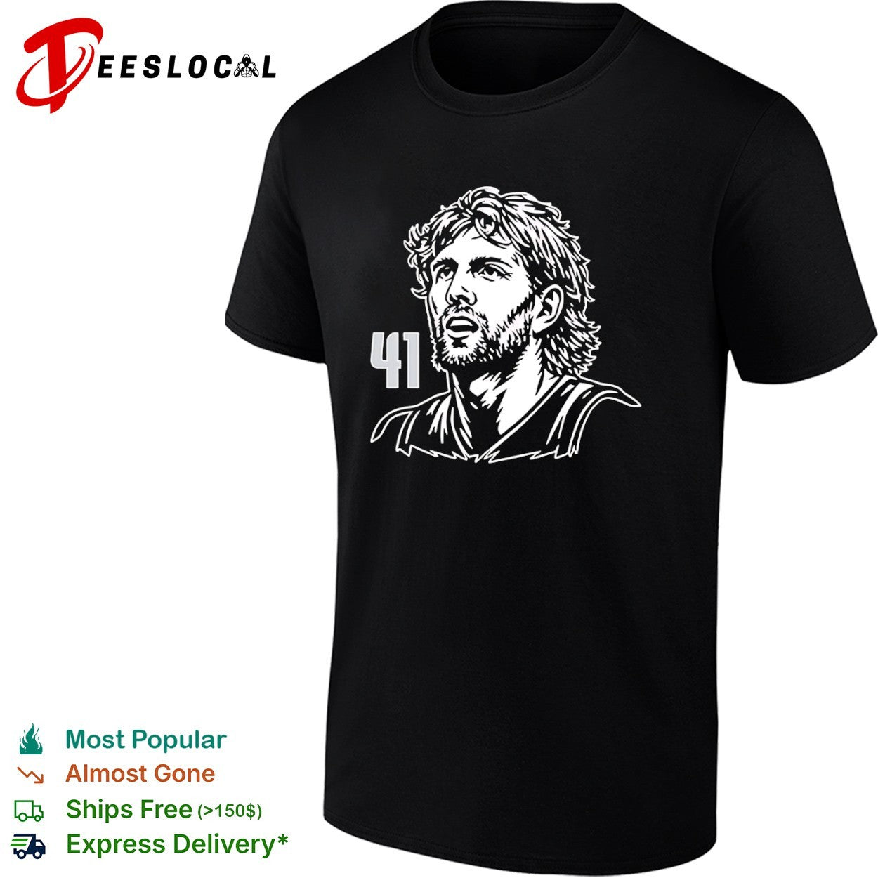 Dirk Nowitzki Dallas Mavericks 41 headshot portrait shirt