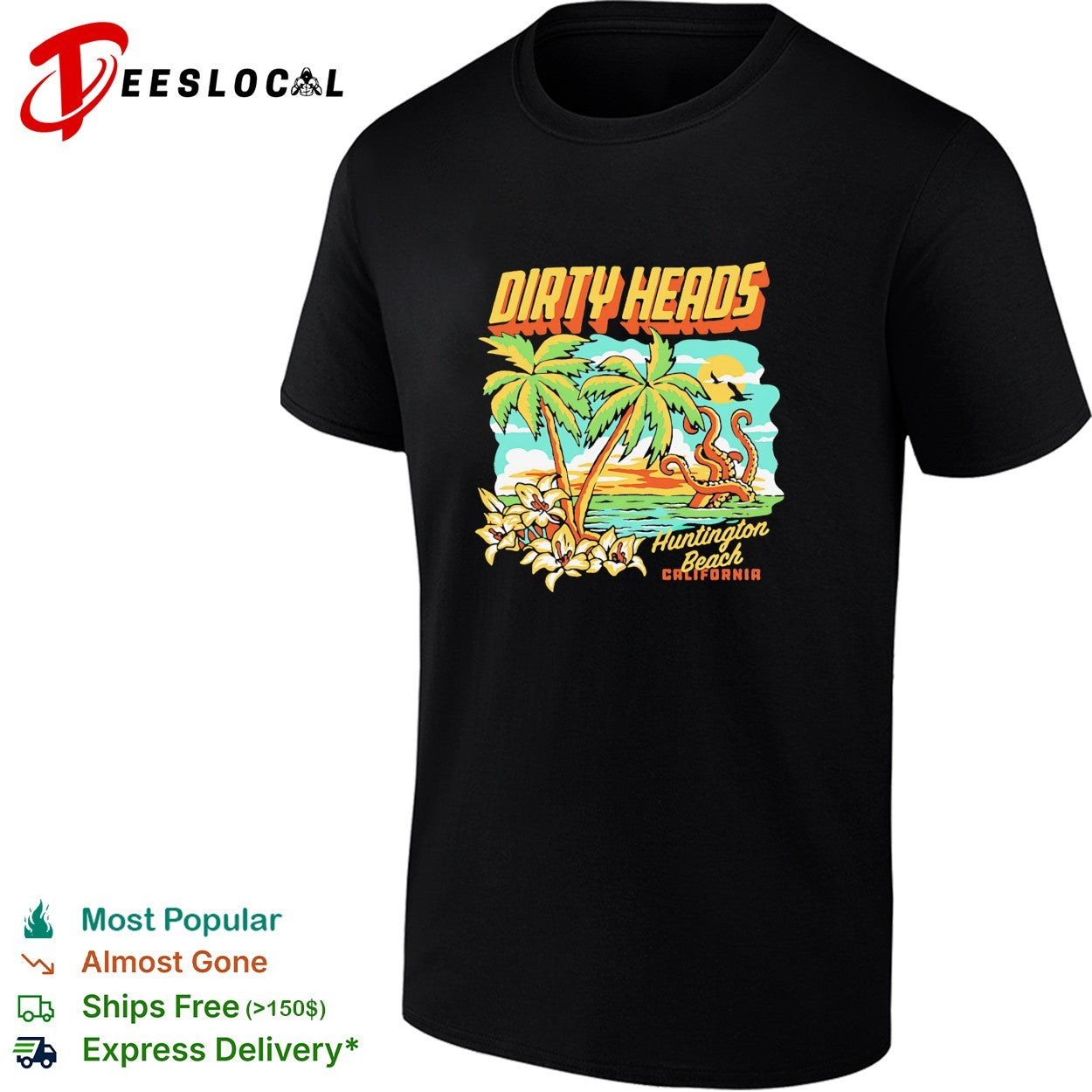 Dirty heads Huntington Beach California palm tree shirt