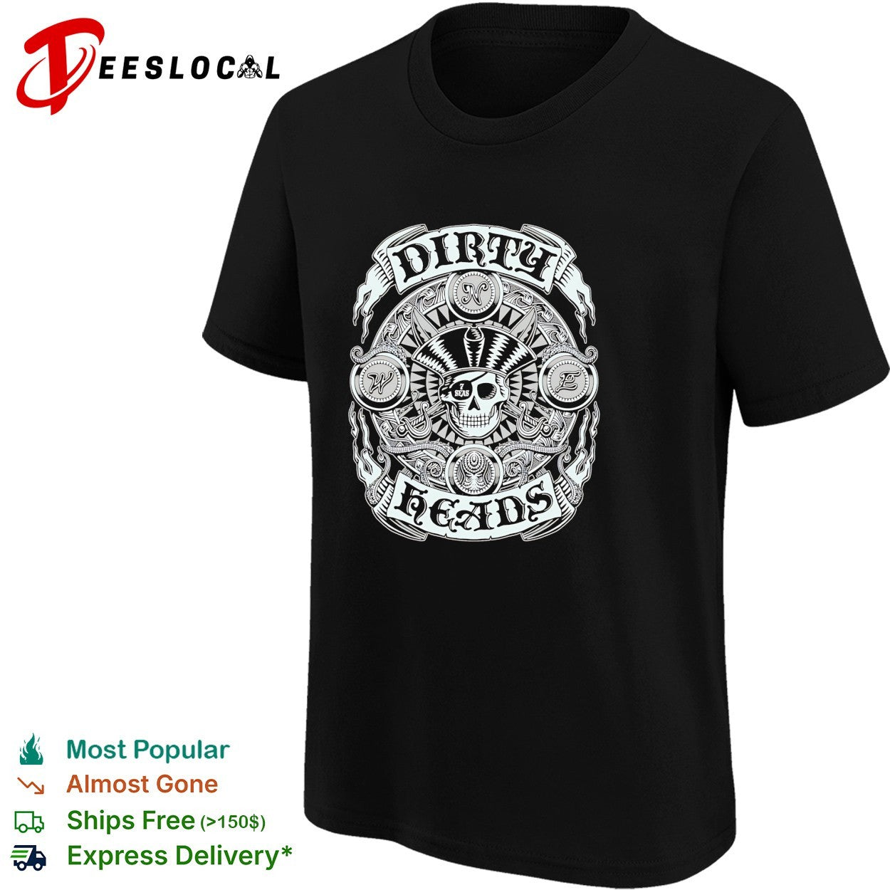 Dirty heads seven seas pirate skull shirt