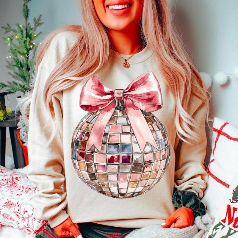 Disco Ball New Year 2025 Sweatshirt, New Years Shirt, Pink Christmas Sweater, New Year Christmas Shirt, Coquette Disco...