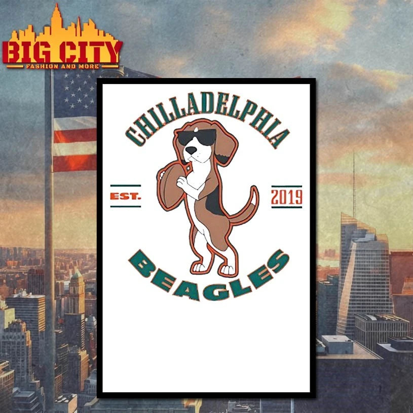Dog holding football Chilladelphia Beagles est 2019 shirt