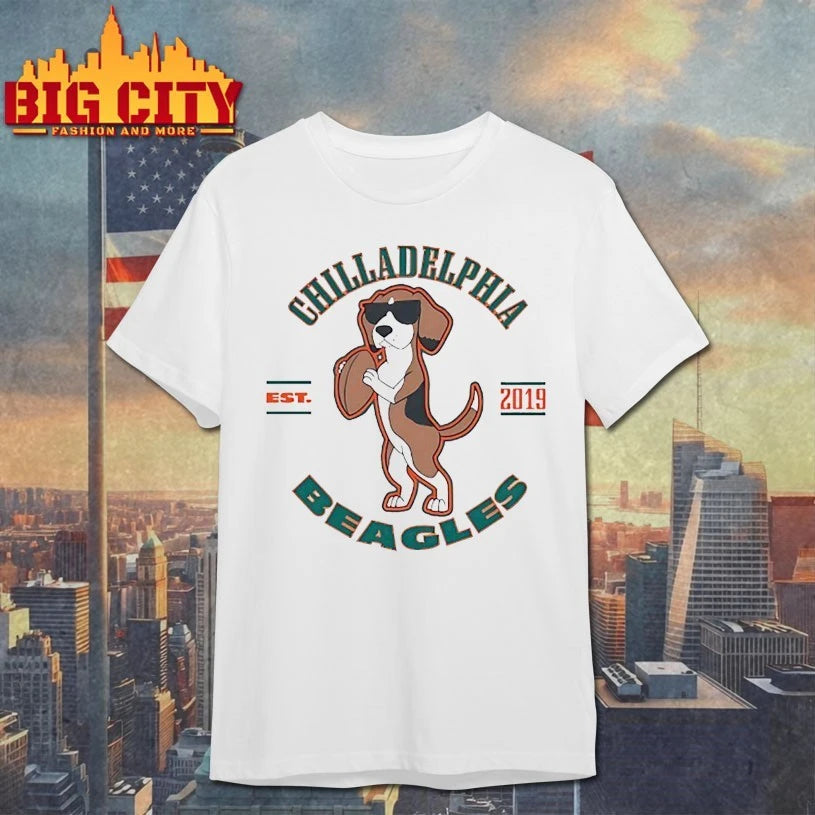 Dog holding football Chilladelphia Beagles est 2019 shirt