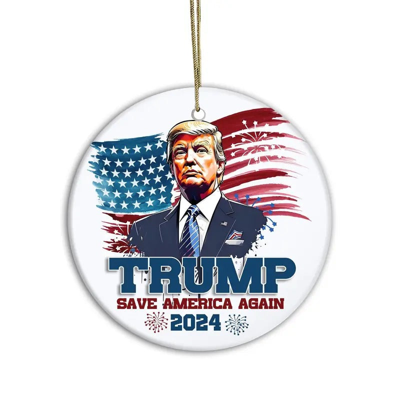 Donald Trump 2024 Christmas Ornament Save America Again, Trump Vance 2024, MAGA Ornament, Trump Inspired Christmas Cheer...