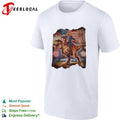 Donald Trump T-Rex riding dinosaur American flag fireworks shirt