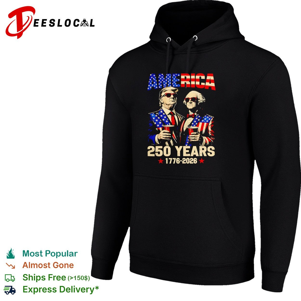 Donald Trump and George Washington America 250 Years 1776 2026 patriotic shirt