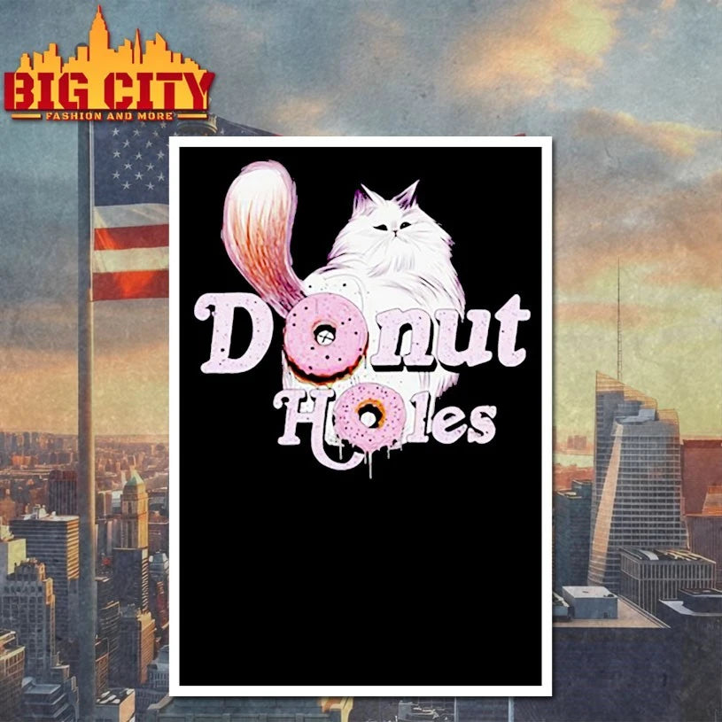 Donut Holes White cat shirt