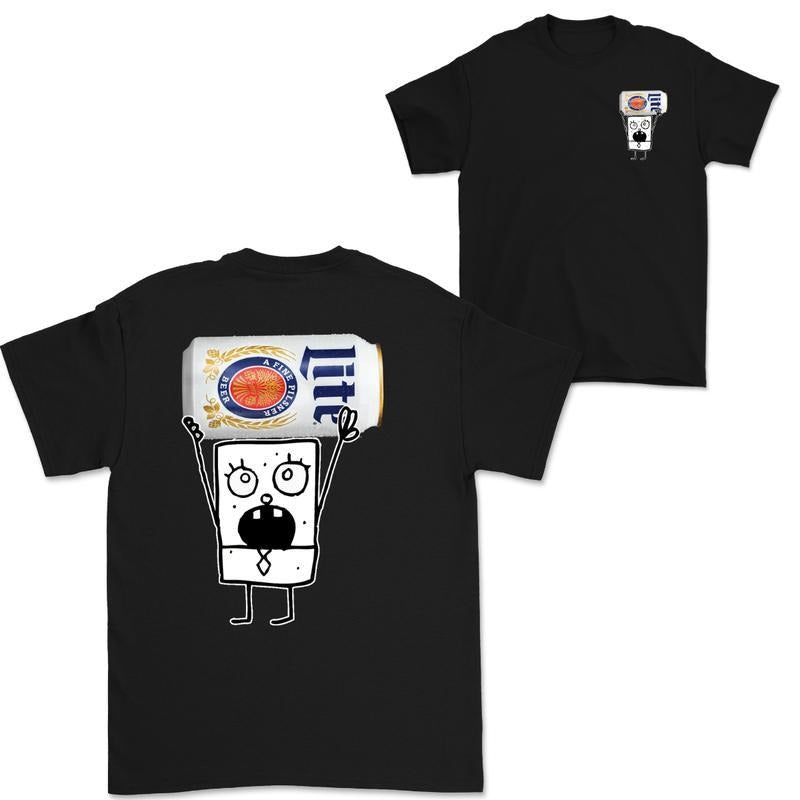 Doodlebob Miler Lite Essential 2 Sided T-Shirt, Funny Drinking T-Shirt, Miler Lite T-Shirt ,Graphic Tees Summer Shirts...