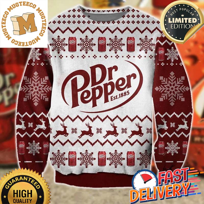 Dr Pepper Est 1885 Snowflake Ugly Christmas Sweater For Holiday 2023 Xmas Gifts