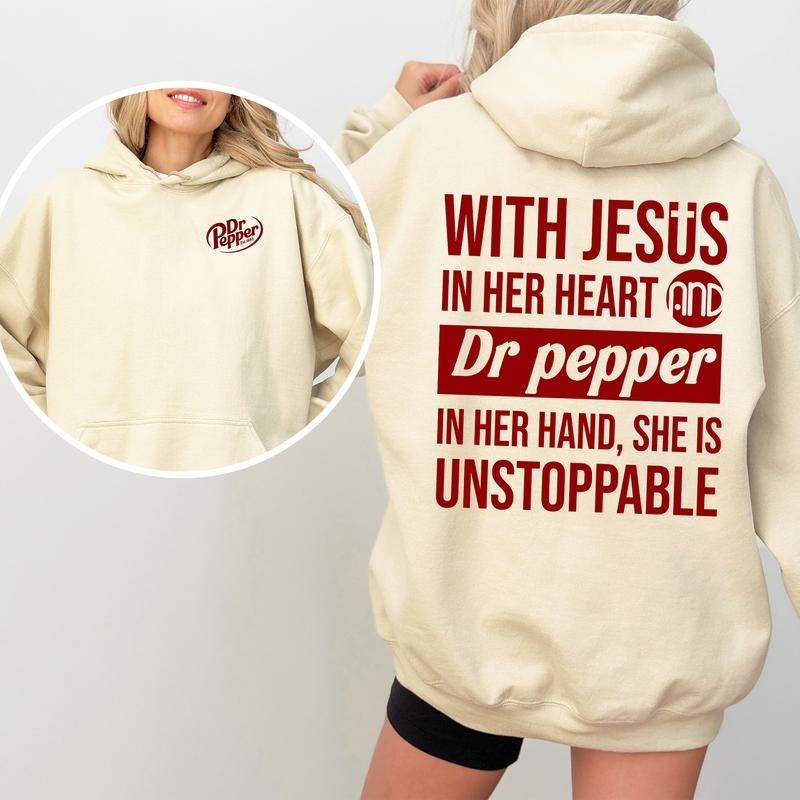 Dr Pepper Hoodie, Jesus and Dr Pepper Lover Shirt, Funny Christian Beverage Tee, Unisex Soft Cotton Casual Wear Tops