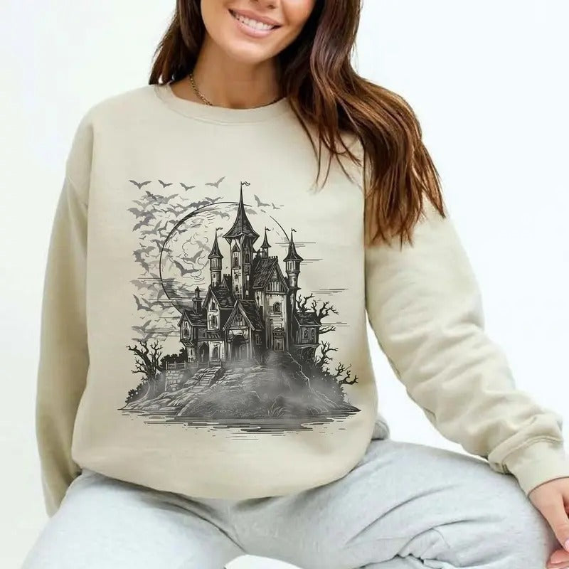 Dracula's Castle Sweatshirt, Transylvania Hoodie, Vampire Bat Shirt for Halloween, Gift for Scary Movie And Book Lovers,...