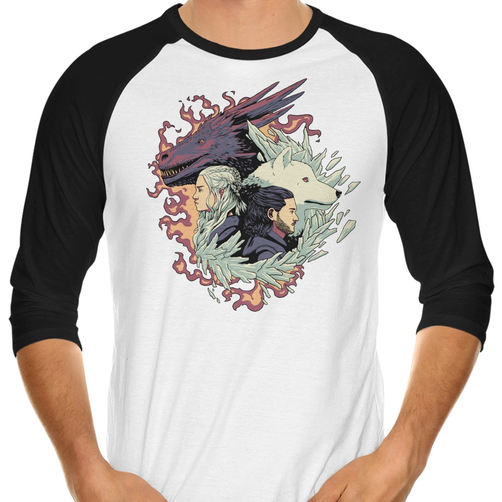 Dragons and Wolves - 3/4 Sleeve Raglan T-Shirt Hoodie, Sweatshirt | CiraTrend.com (Image 1)