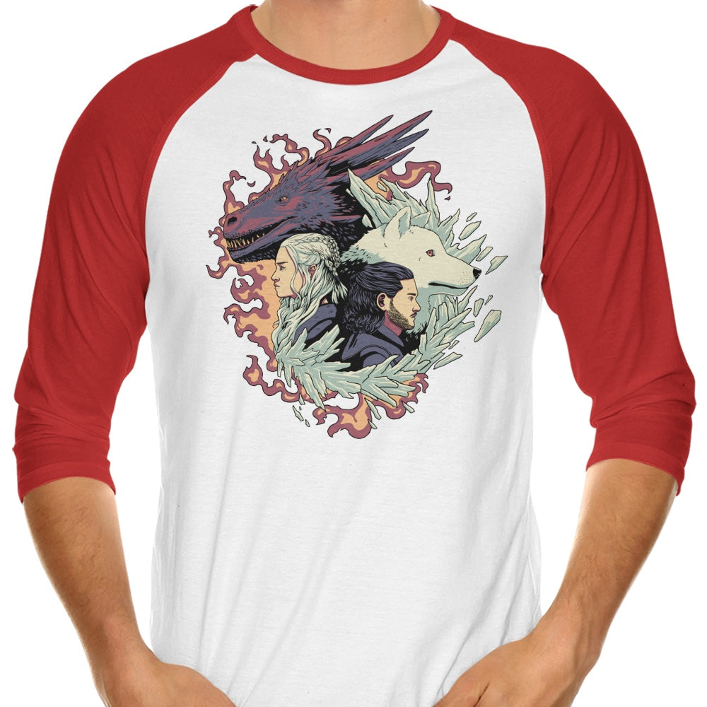 Dragons and Wolves - 3/4 Sleeve Raglan T-Shirt Hoodie, Sweatshirt | CiraTrend.com (Image 3)