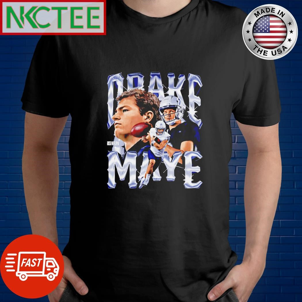 Drake Maye photo x silver text vintage shirt