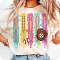 Dripping Baseball Coquette Tee, Preppy Ice Cream Design, Sporty Mama Look, shirt for women Hoodie, Sweatshirt | CiraTrend.com