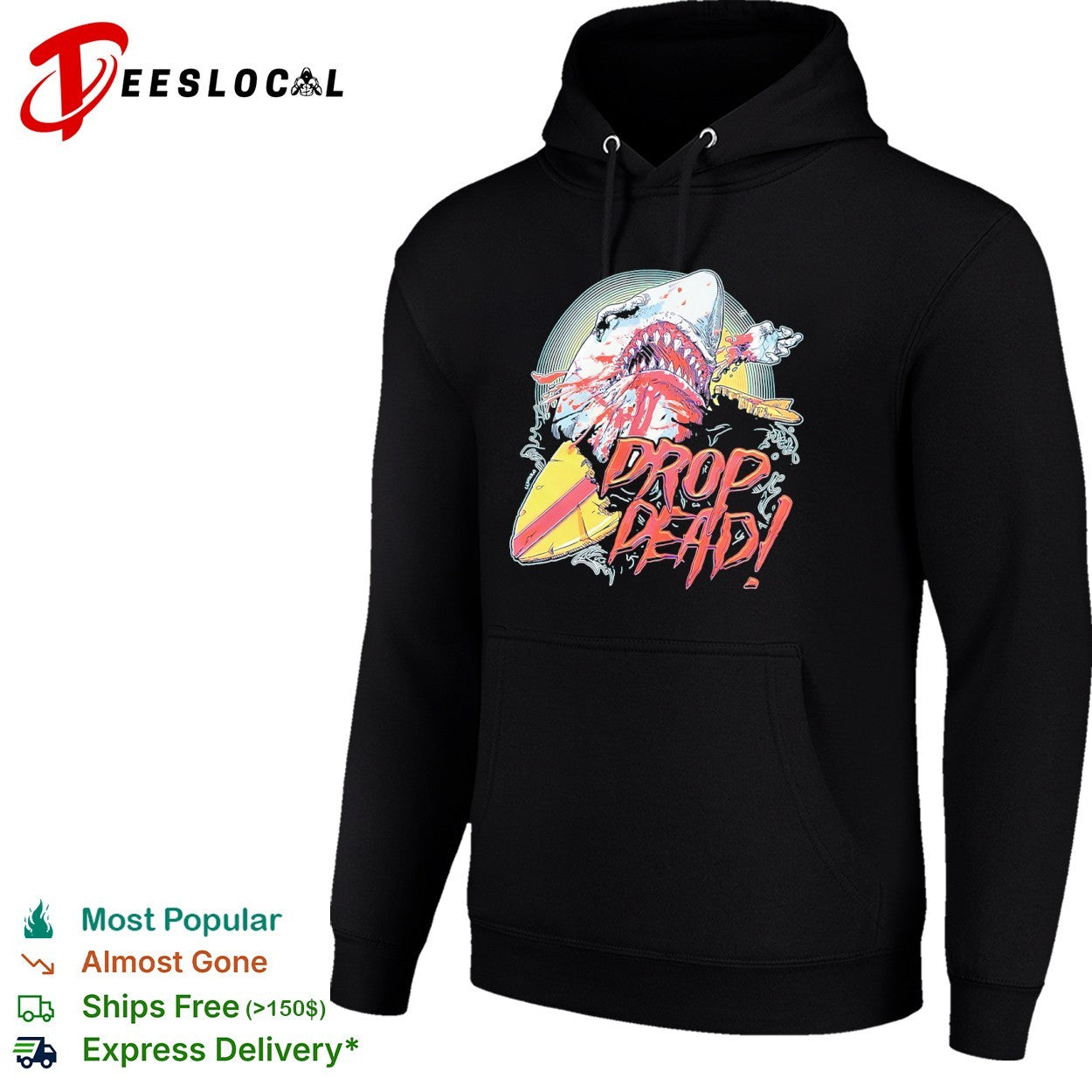 Drop Dead shark attack surfboard shirt