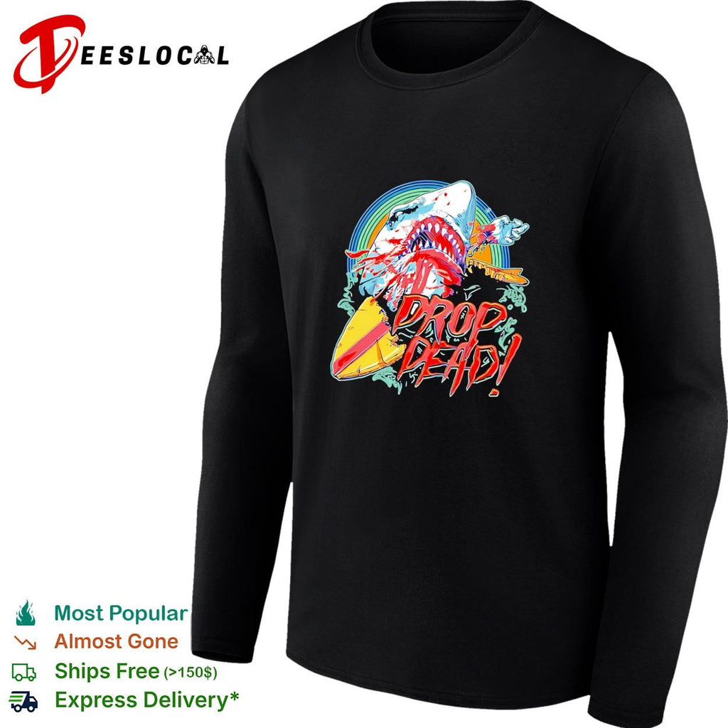 Drop Dead shark attack surfboard vintage shirt
