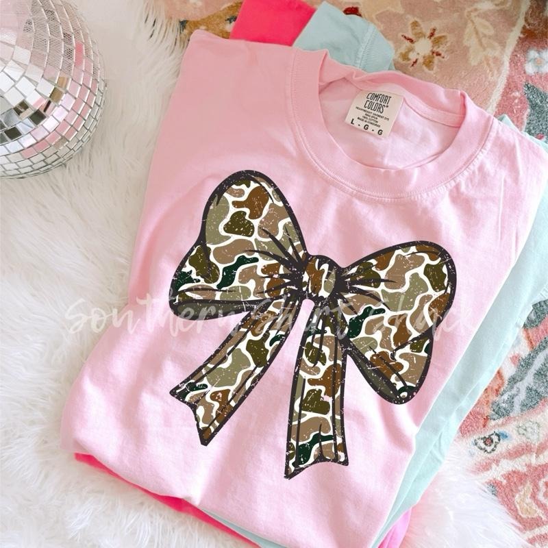 Duck Camo Bow T shirt  | Blossom comfort colors t shirt Hoodie, Sweatshirt | CiraTrend.com