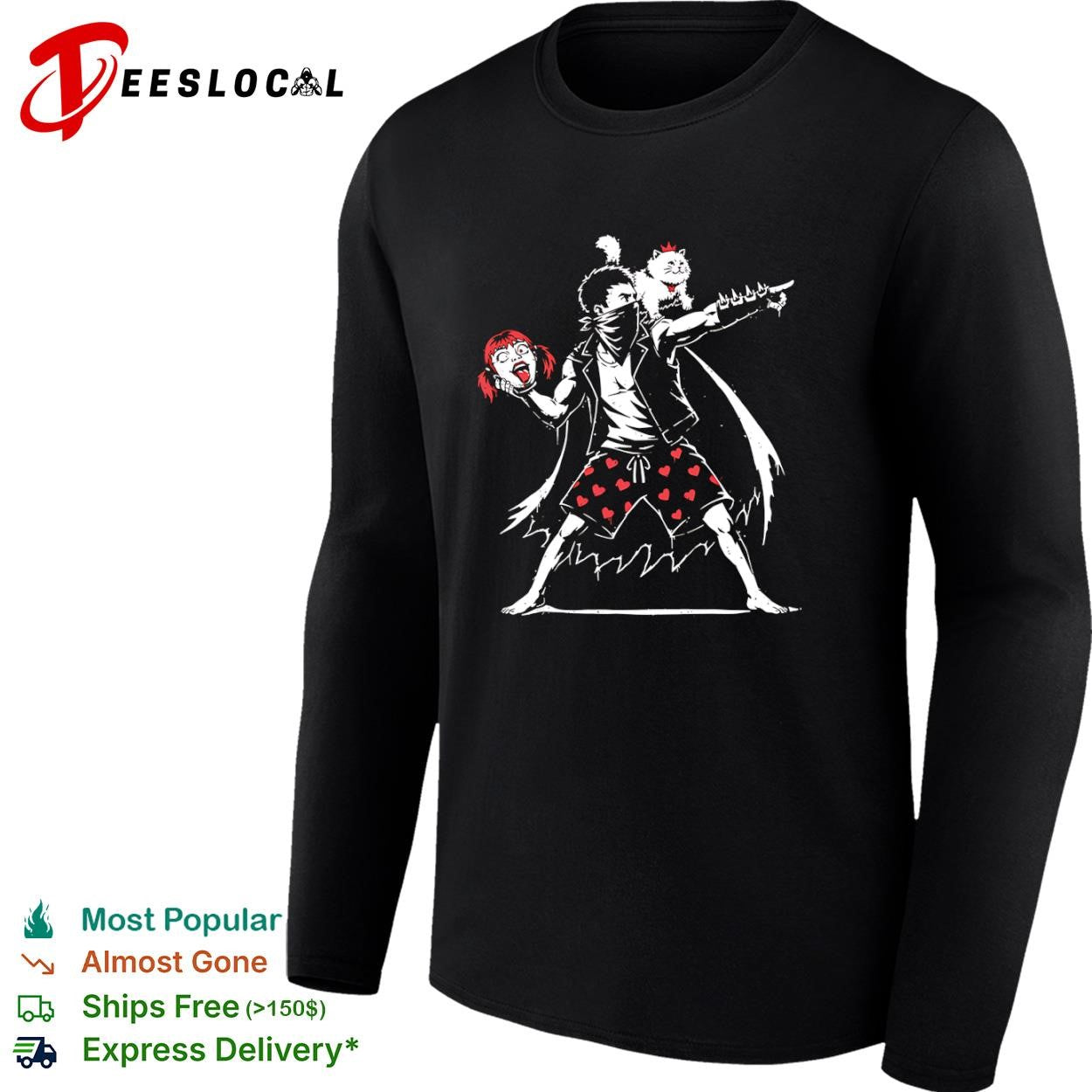 Dungeon Crawler Carl in the style of Banksy’s Flower Thrower shirt