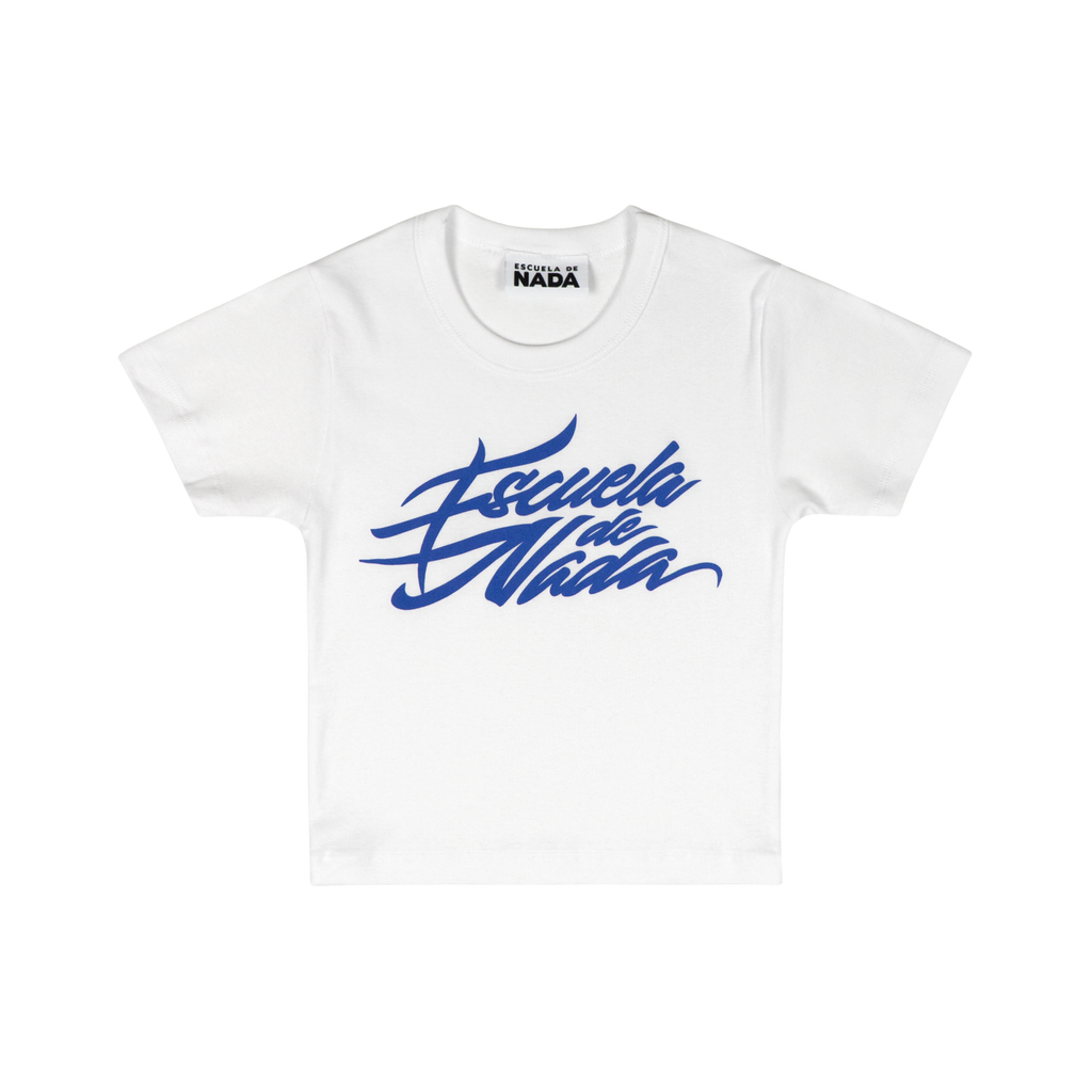 Escuela De Nada -Font White Baby Tee