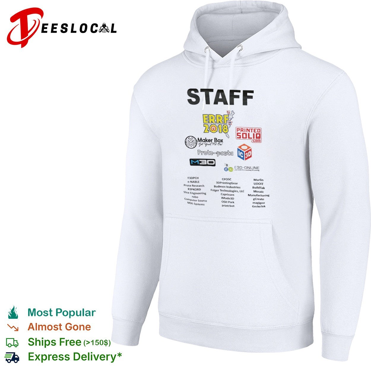 ERRF 2018 STAFF Printed Solid Maker Box Proto pasta M30 E3D shirt