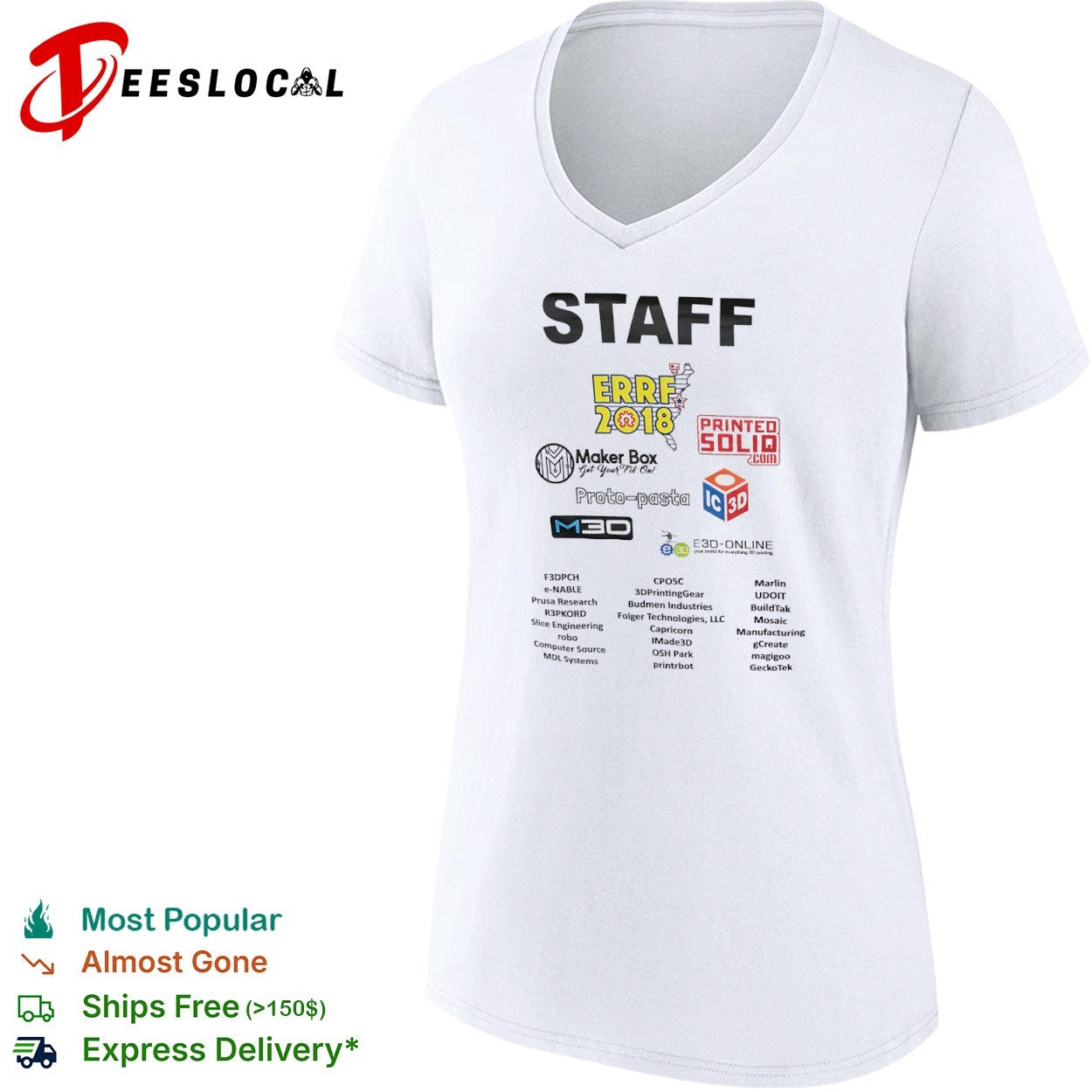 ERRF 2018 STAFF Printed Solid Maker Box Proto pasta M30 E3D shirt
