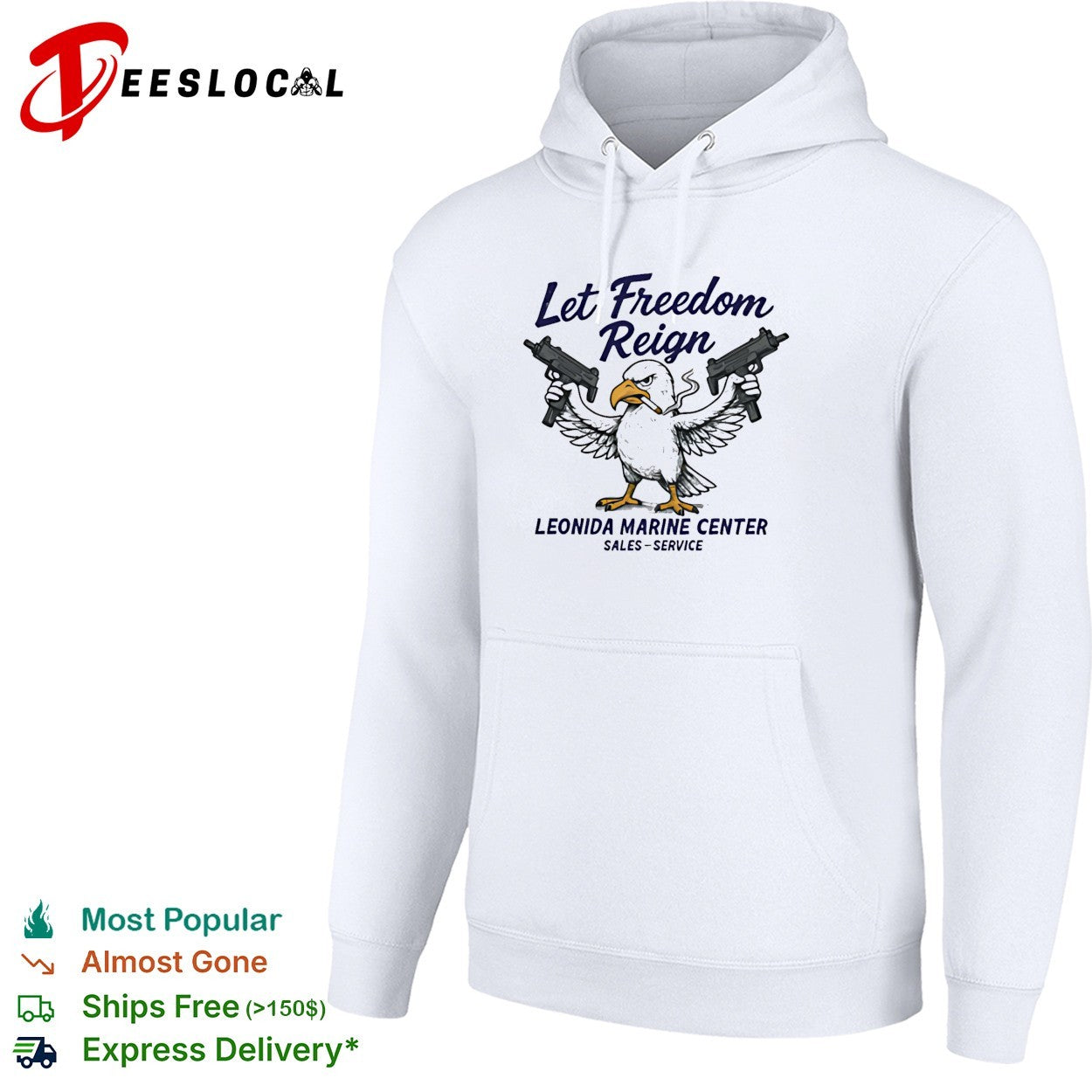 Eagle holding guns let freedom reign Leonida Marine Center shirt