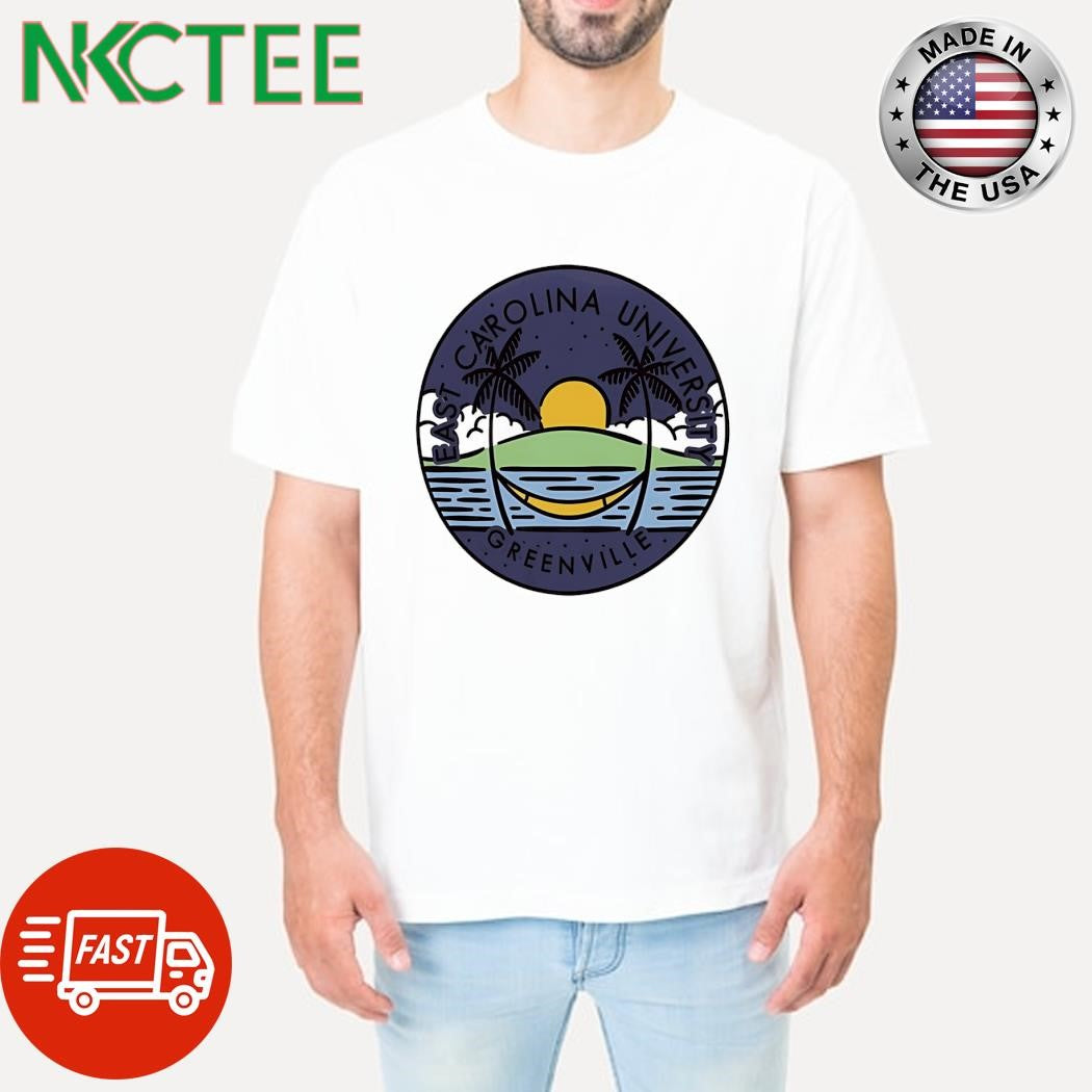 East Carolina University Greenville beach art retro circle shirt