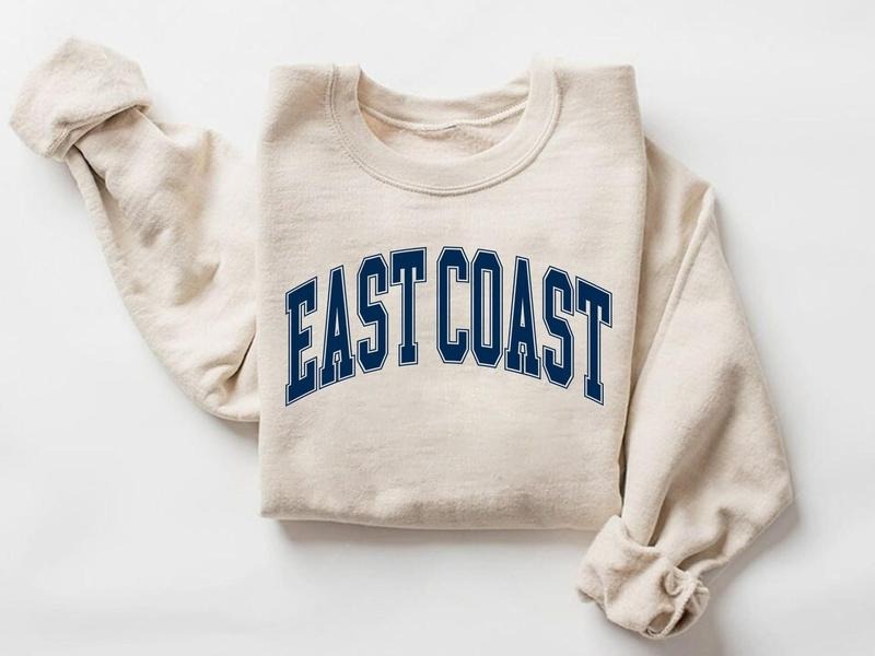 East Coast Crewneck Sweatshirt, Vintage Varsity Sweatshirt, Summer Beach Sweatshirt, Retro East Coast Shirt, Trendy Aesthetic Crewneck