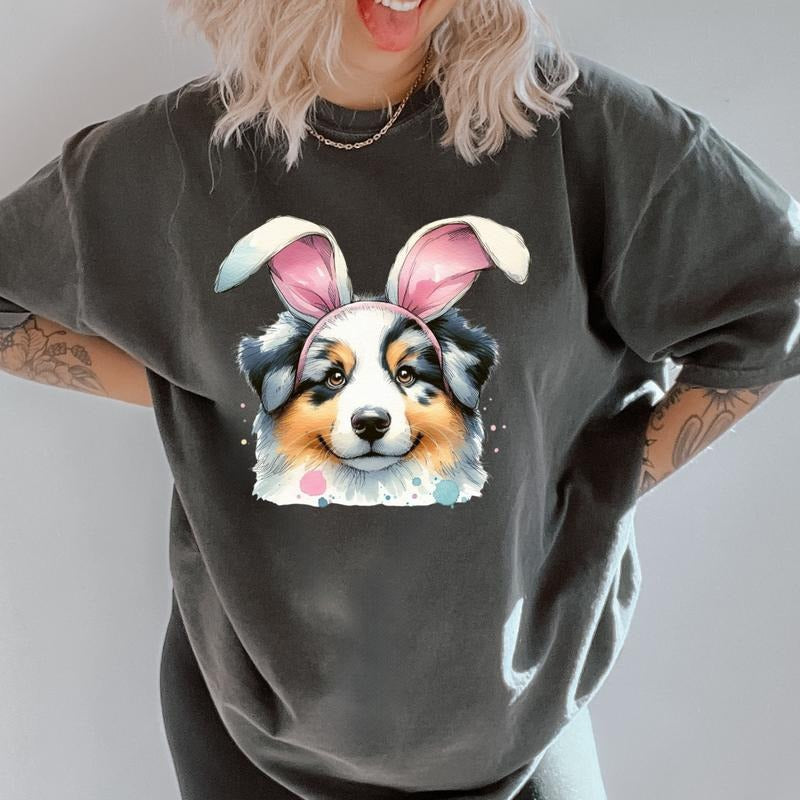 Easter Blue Merle Aussie Shirt ~ Unisex Apparel Relaxed Fit Printed In The USA Clothing Womenswear Casual Comfort Cotton