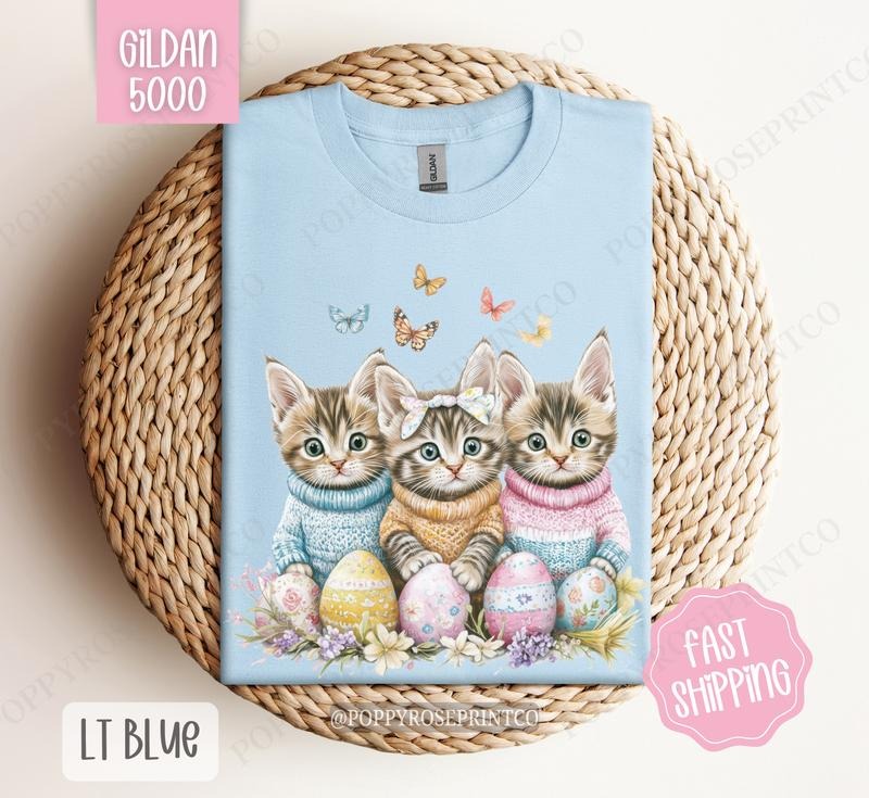 Easter Cats Gildan Shirt, Cute Cat Lover Tshirt, Trendy Cat Mom Tee Hoodie, Sweatshirt | CiraTrend.com