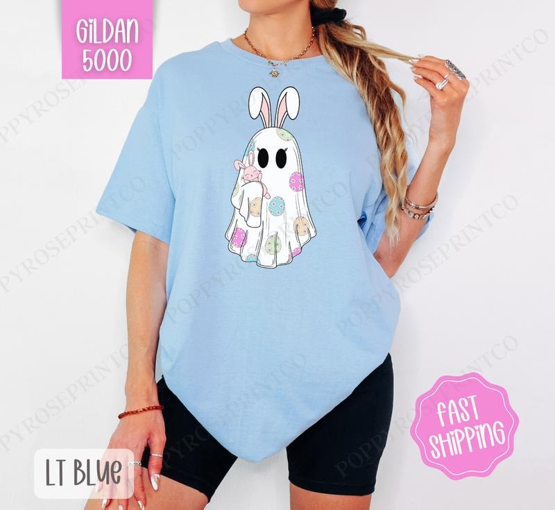 Easter Ghost Full Size Shirt Gildan, Women's Tee, Cute Easter Women's Tshirt Plus Sizes Hoodie, Sweatshirt | CiraTrend.com