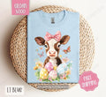 Easter Highland Cow Shirt Gildan, Women's Cow Tee, Cute Easter Women's Tshirt Plus Sizes Hoodie, Sweatshirt | CiraTrend.com