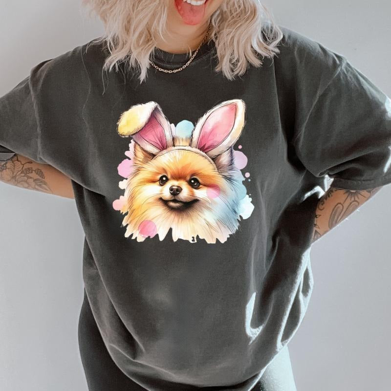 Easter Pomeranian Shirt ~ Unisex Apparel Relaxed Fit Printed In The USA Clothing Womenswear Casual Comfort Cotton Hoodie,...