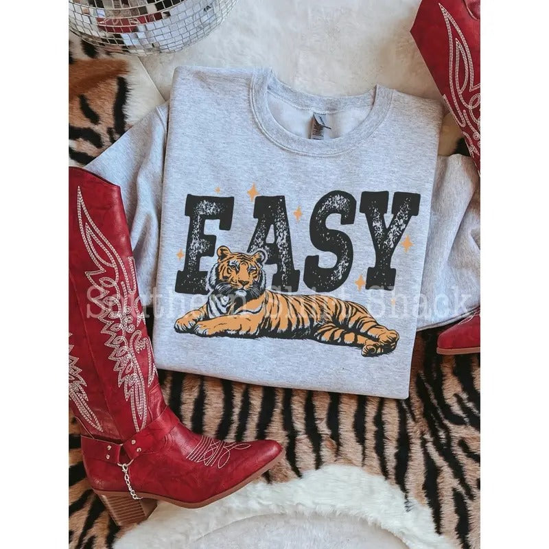 Easy Tiger Sweatshirt| Ash Gray Sweatshirt T-Shirts, Hoodie | CiraTrend.com