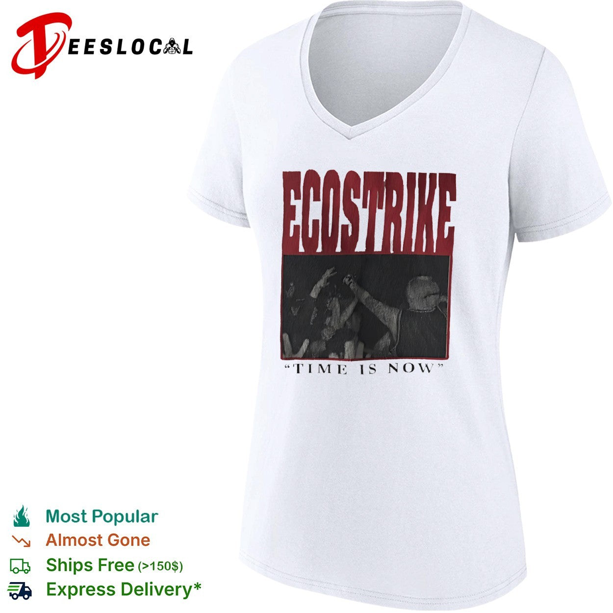 Ecostrike Time is Now Hardcore Punk Band Concert shirt
