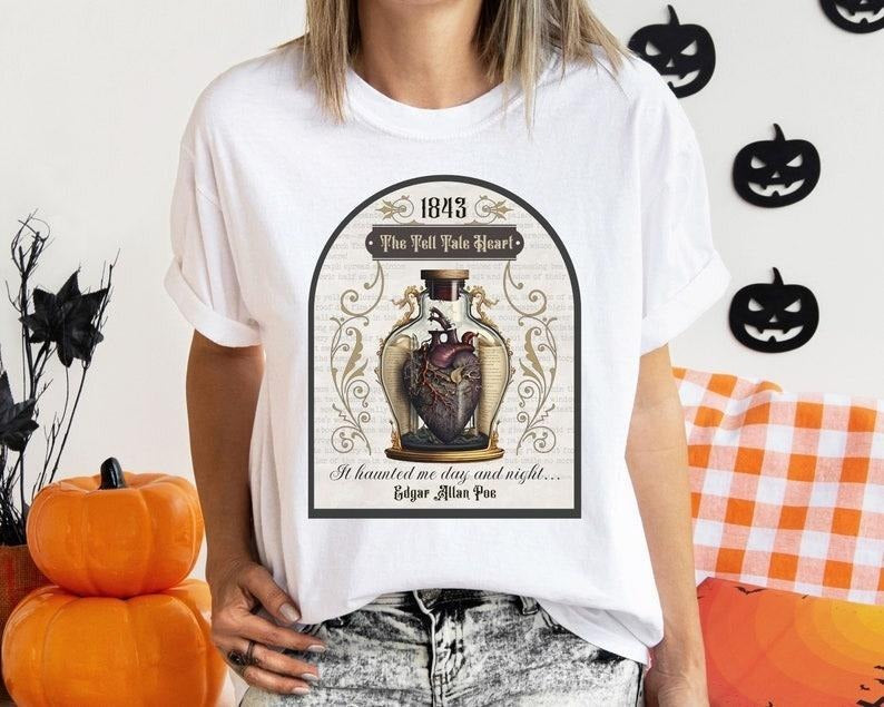 Edgar Allan Poe Shirt, The Tell Tale Heart Tee, Book, Reading Lover Shirt, , Gothic, Light Academia Gifts, Comfort...