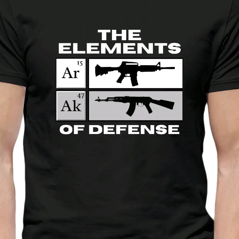 Elements of Defense: AR-15 and AK-47" T-shirt Menswear Crewneck t shirt Hoodie, Sweatshirt | CiraTrend.com