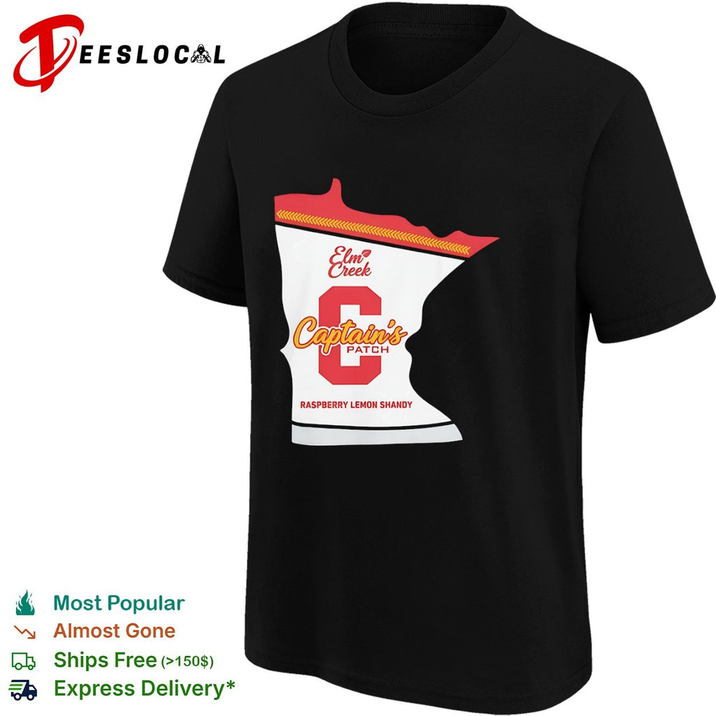 Elm Creek Captains Patch Raspberry Lemon Shandy Minnesota State Map Beer Logo shirt