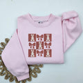 Embroidered Easter Bow Sweatshirt, Trendy Coquette Easter Sweatshirt, Women's Easter Bunny Crewneck, Cute Spring Rabbit...