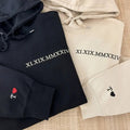 Embroidered Roman Numerals Hoodie, Date Couple Sweatshirt, Initials on Sleeve T-Shirts | CiraTrend.com