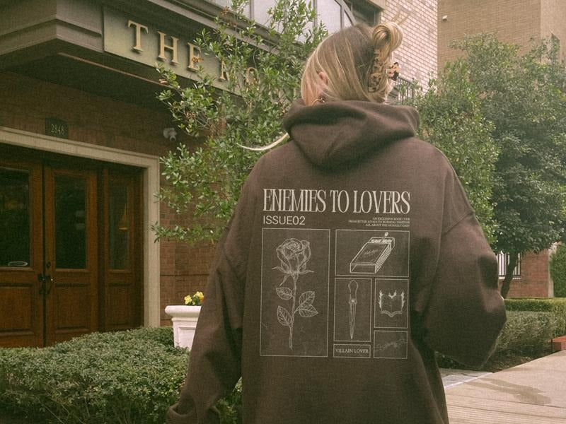 Enemies to Lovers Hoodie, Morally Grey Romantasy Sweatshirt, Smut Reader Retro Reader Hoodie, Reading Gift, In My Bookish Era Book Womenswear Soft Crewneck Pullover Long Sleeves Graphic Fabric Sweater