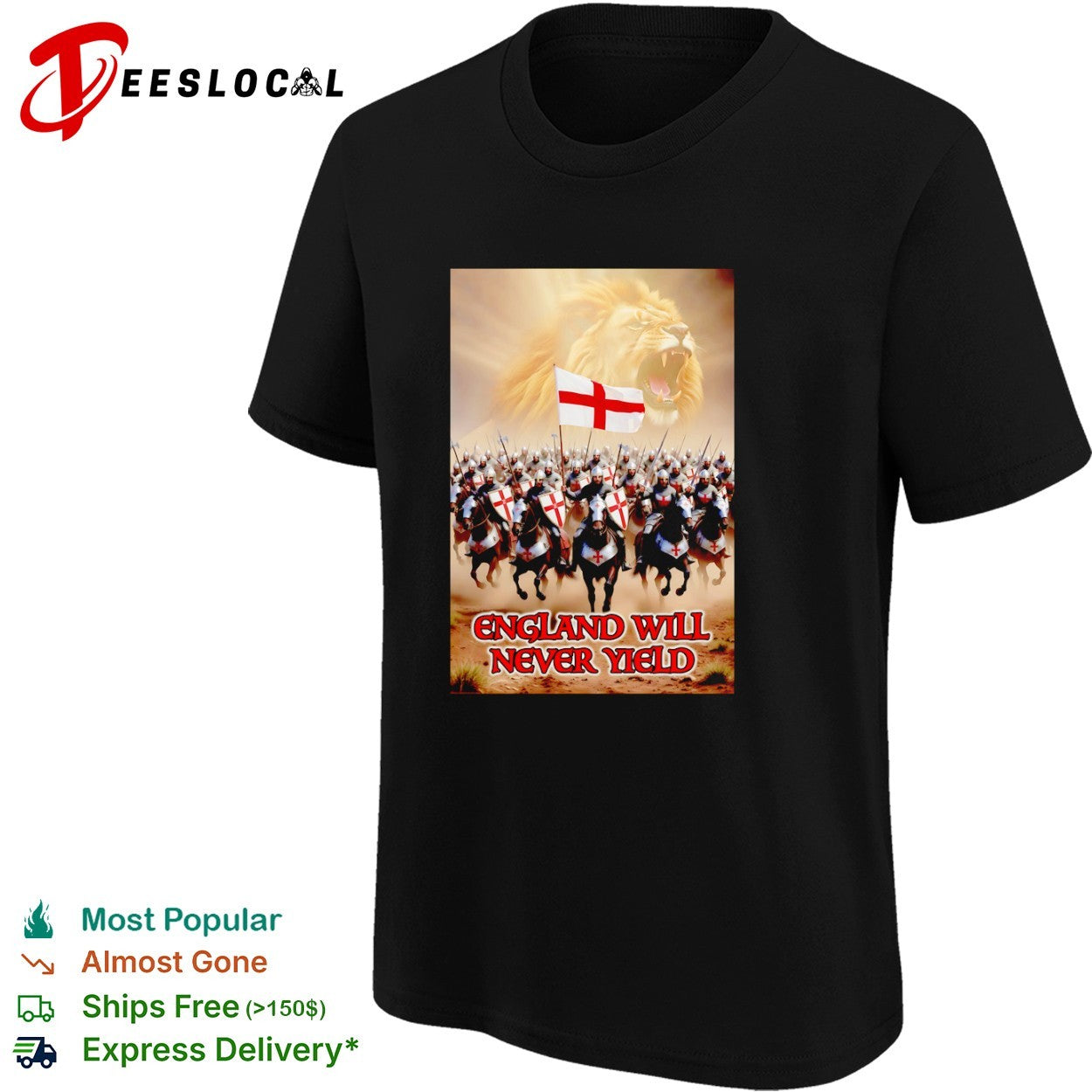 England Will Never Yield Lion Crusade Cross Knight shirt