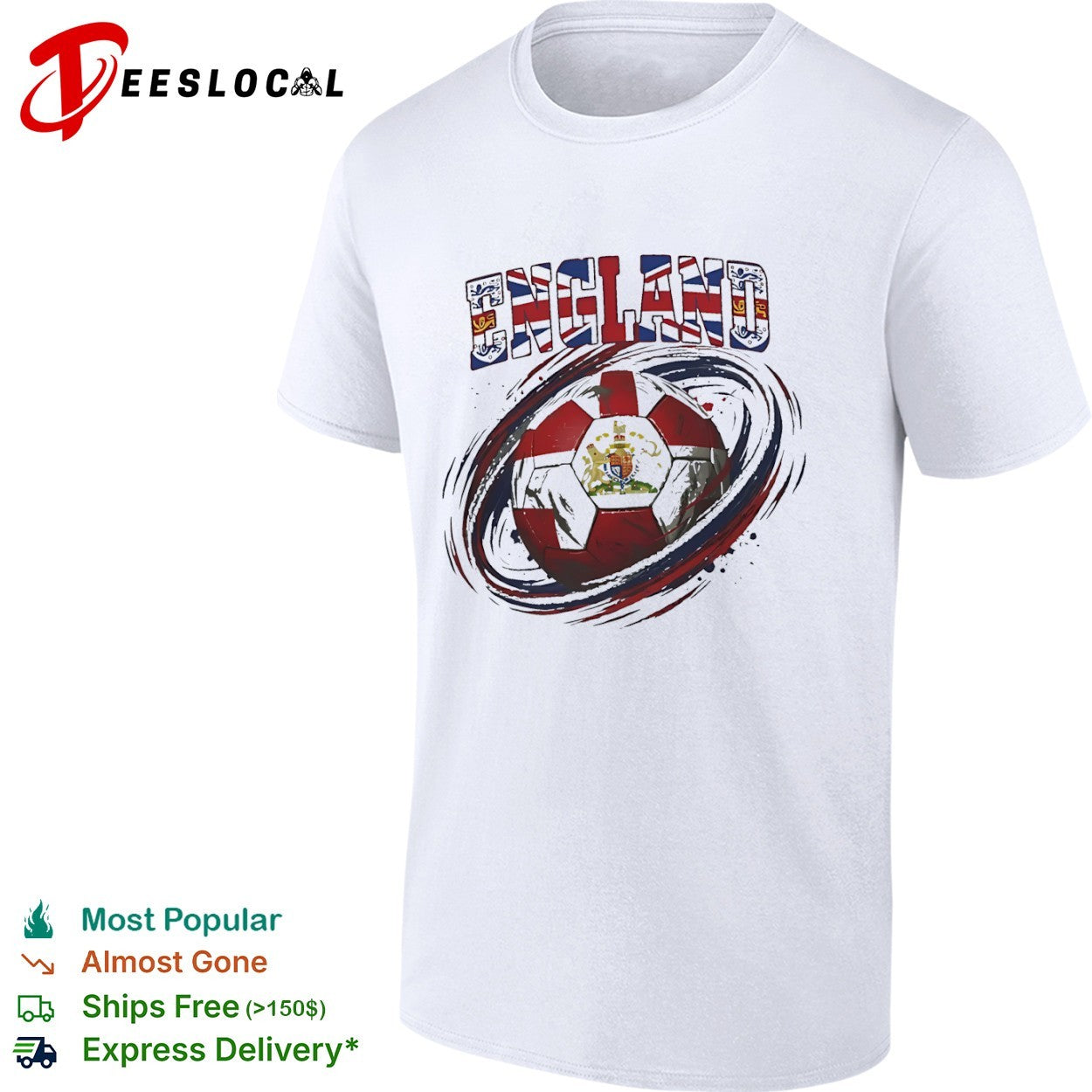 England soccer national team crest flag swirl shirt
