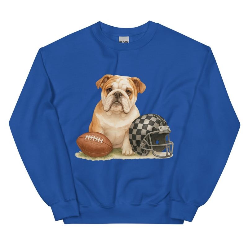 English Bulldog Football Sweatshirt - Unisex Apparel Relaxed Fit Printed In The USA Clothing Womenswear Casual Comfort...