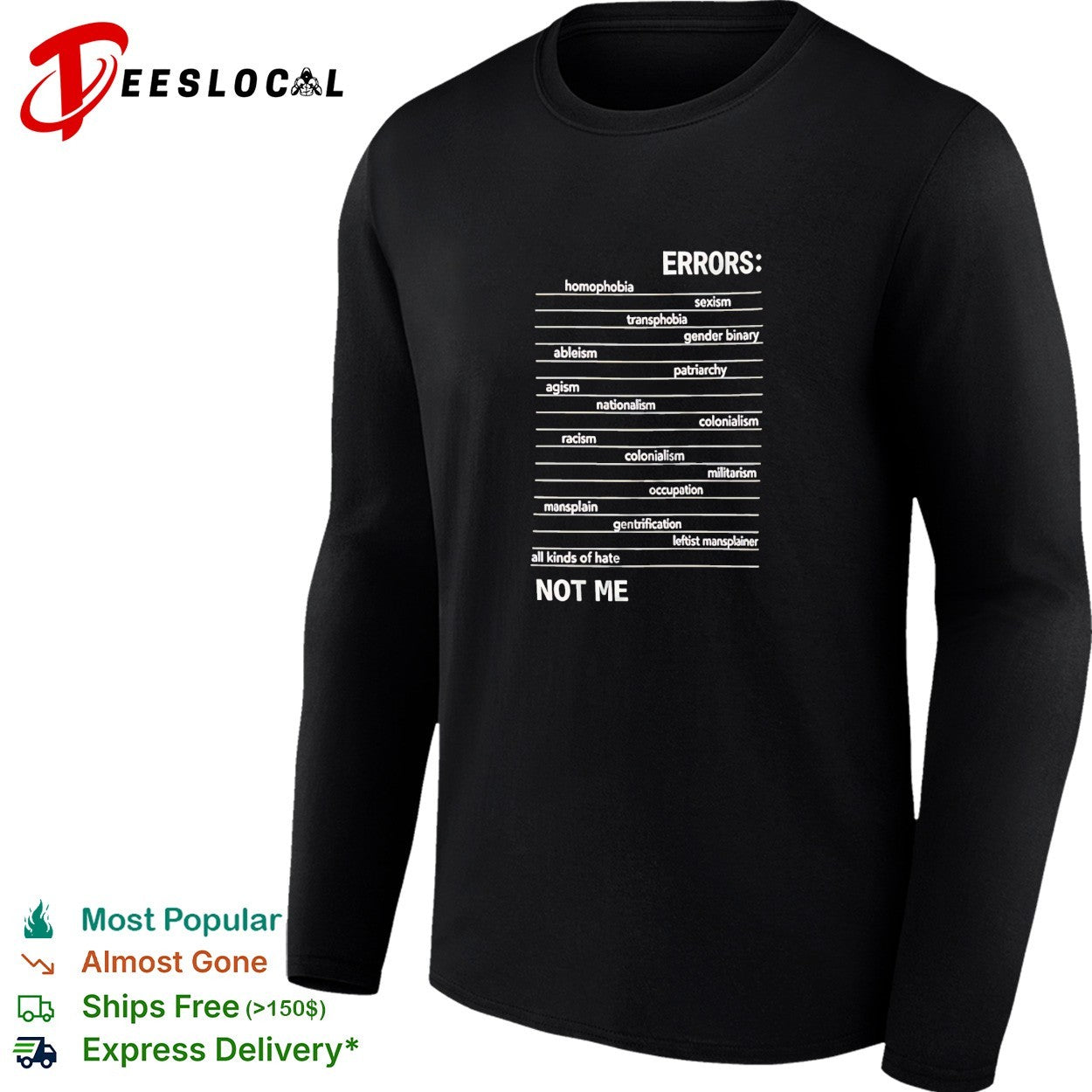 Errors not me list shirt