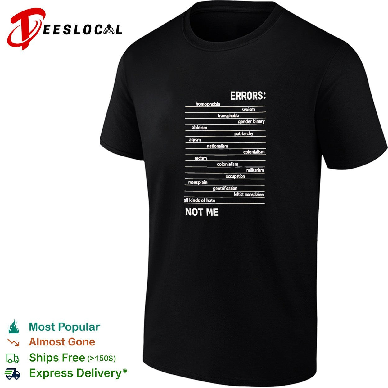 Errors not me list shirt