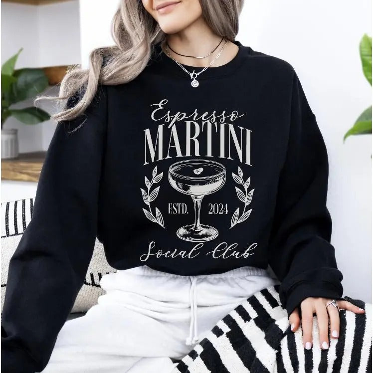Espresso Martini Social Club Sweatshirt, Cocktail Club Crewneck, Trendy Aesthetic, Drinks Shirt, Tini Time Hoodie