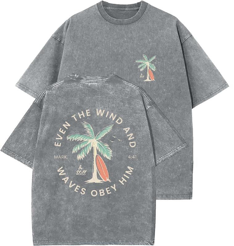 Even The Wind Unisex Washed T-Shirt, Christian t shirts, Vintage 90s Graphic Tee, Gift Top Womenswear Cotton Mineral...